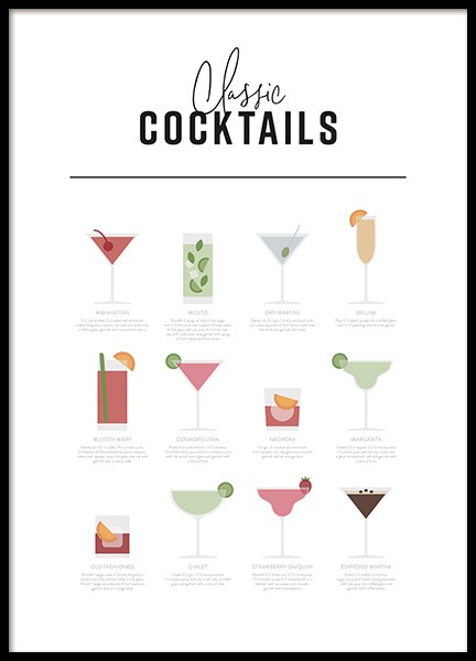 Classic Cocktail Guide Affiche dans le groupe Affiches / Affiche citation chez Desenio AB (12668)