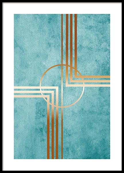 Teal and Gold Poster in der Gruppe Poster / Gold und Silber bei Desenio AB (13780)
