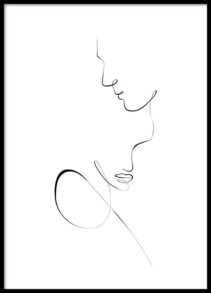 Line Art Couple Affiche