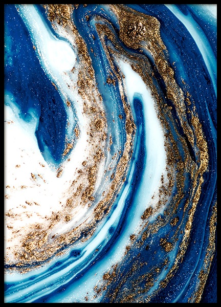 Blue and Gold Swirl No1 Poster in der Gruppe Poster / Kunstdrucke / Malerei bei Desenio AB (14201)