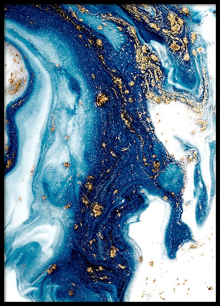 Blue and Gold Swirl No2 Poster in der Gruppe Poster / Kunstdrucke / Malerei bei Desenio AB (14202)
