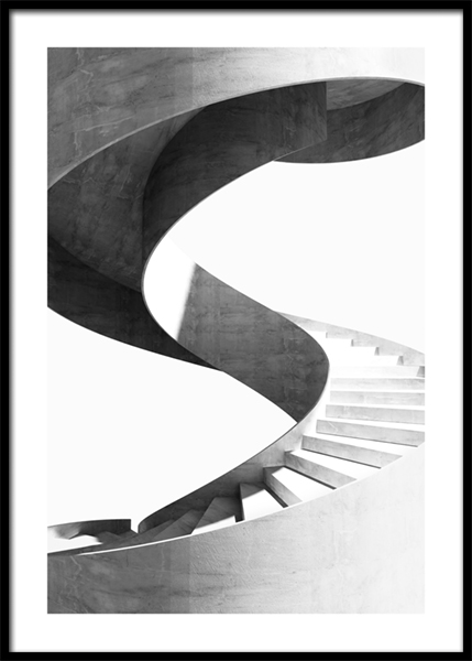 Black and White Spiral Staircase Poster in der Gruppe Poster / Fotografien / Architektur bei Desenio AB (14928)