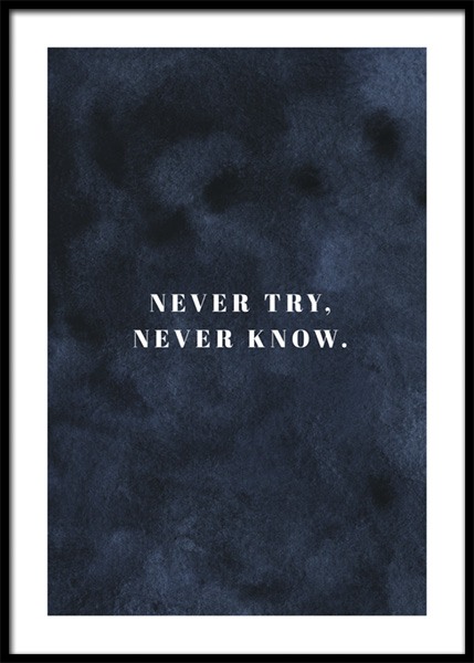 Never Try Never Know Poster in der Gruppe Poster / Poster mit Sprüchen / Motivationsbilder bei Desenio AB (14940)