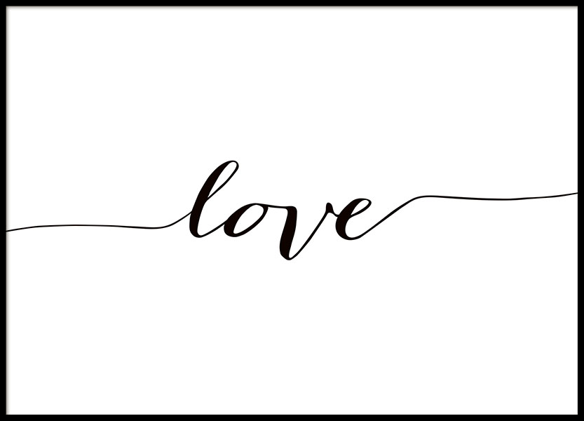 Poster eleganti online con testo, love in bianco e nero 
