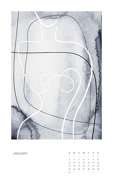  – Wandkalender mit 12 abstrakten Illustrationen für jeden Monat des Jahres