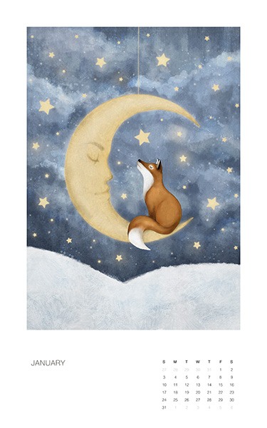  – Calendrier mural avec 12 illustrations d’animaux pour chaque mois de l’année