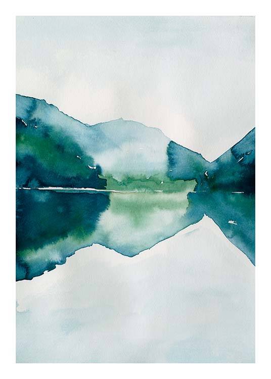 Watercolor Mountain Reflection Poster / Kunstdrucke bei Desenio AB (10123)