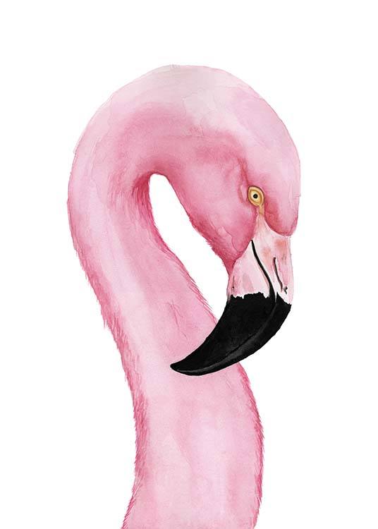 Watercolor Flamingo Affiche