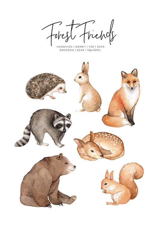 Forest Animals Poster / Quadri per  bambini presso Desenio AB (11378)