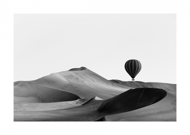 Hot Air Balloon Over Dunes Poster