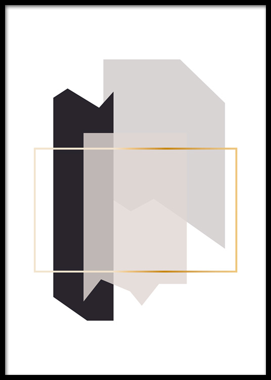  – Illustration graphique avec des formes en gris ressemblant à des fragments, avec une bordure dorée au milieu