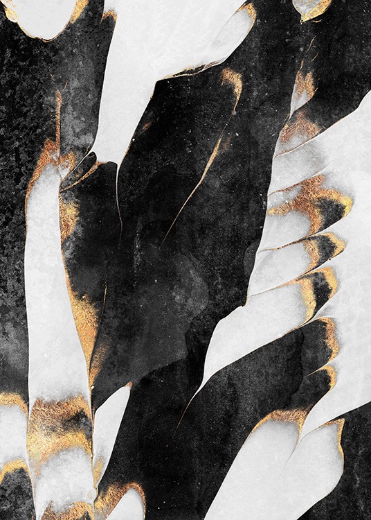 Black And Gold Veins No1 Affiche