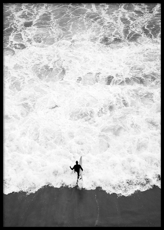 Running Into Ocean Poster / Schwarz-Weiss bei Desenio AB (12598)