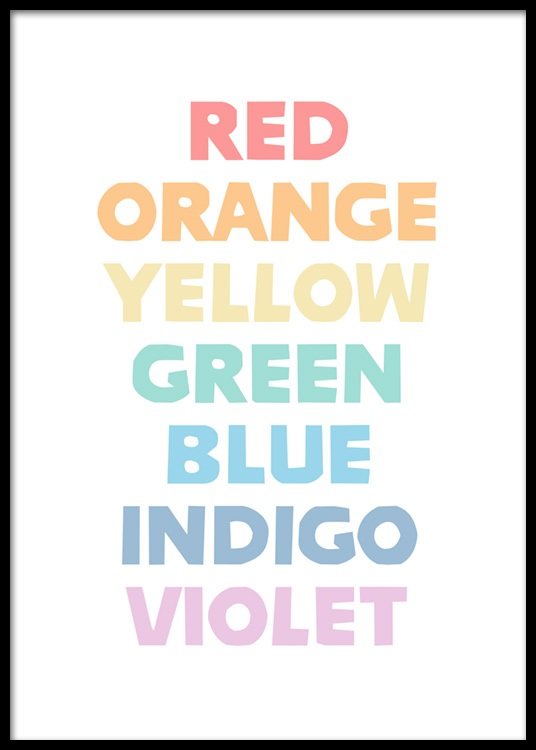 The Colors of the Rainbow Poster / Quadri per  bambini presso Desenio AB (12684)