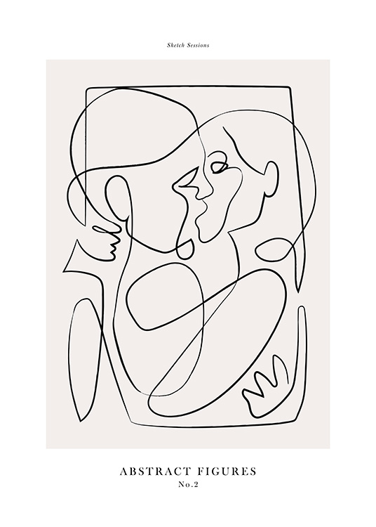  – Illustrazione astratta di due persone disegnate in stile line art, che si baciano e si abbracciano