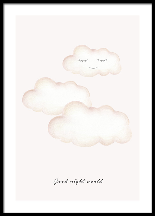 Stampa per bambini con nuvole con gli occhi chiusi