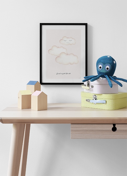 Stampa per bambini con nuvole con gli occhi chiusi