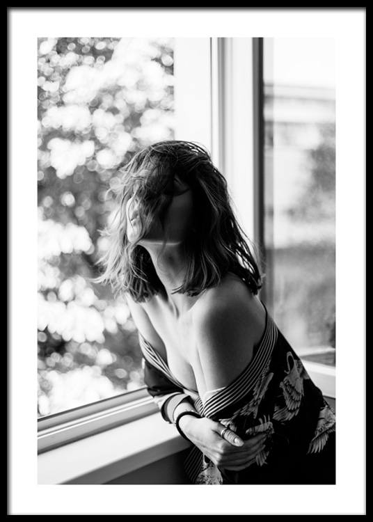 At The Window Poster Donna Al Davanzale Di Una Finestra Desenio