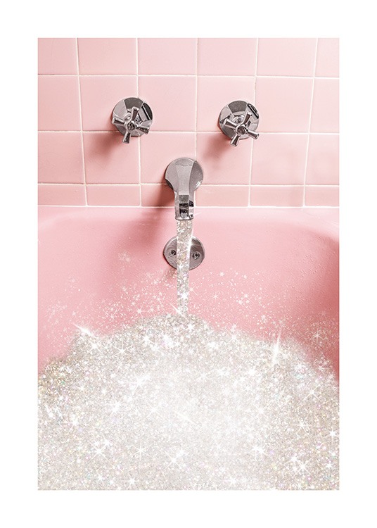Glitter Bath Affiche Bain Rose A Paillettes Desenio Ch