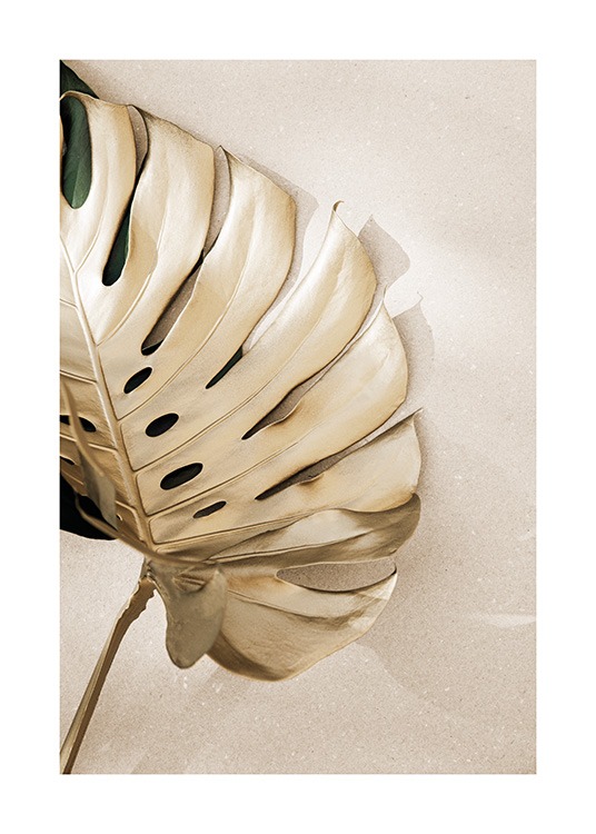 Gold Monstera No3 Affiche