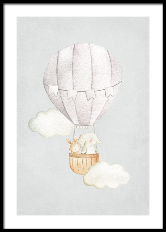 Hot Air Balloon No1 Affiche / Illustrations d'animaux chez Desenio AB (13715)