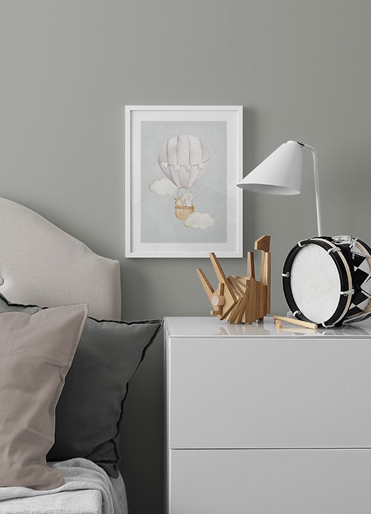 Hot Air Balloon No1 Affiche / Illustrations d'animaux chez Desenio AB (13715)