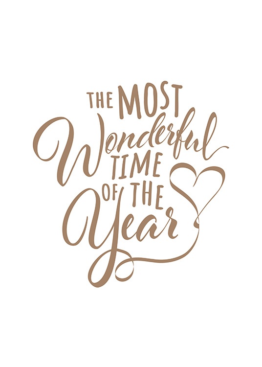  – Text „The most wonderful time of the year“ in einer braunen Schrift auf weißem Hintergrund