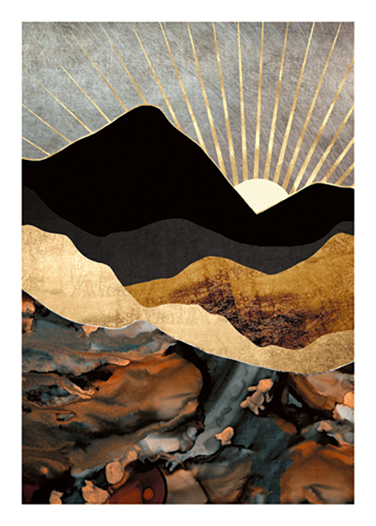Copper And Gold Mountains Affiche