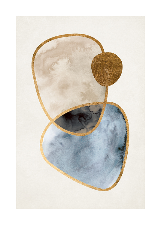 Gold and Aquarelle No1 Affiche