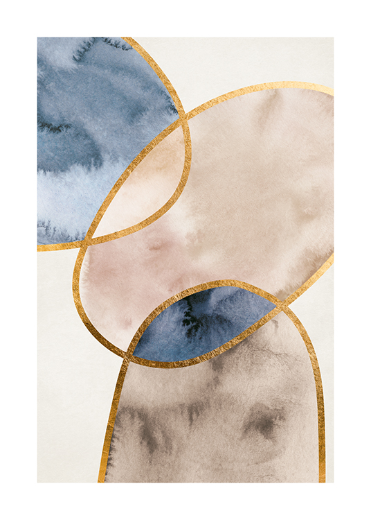 Gold and Aquarelle No2 Affiche
