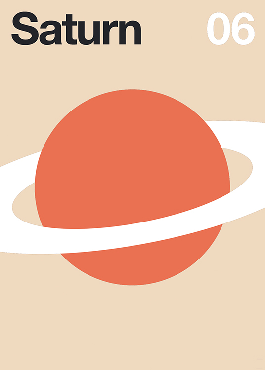 Saturn Minimal Planet Poster