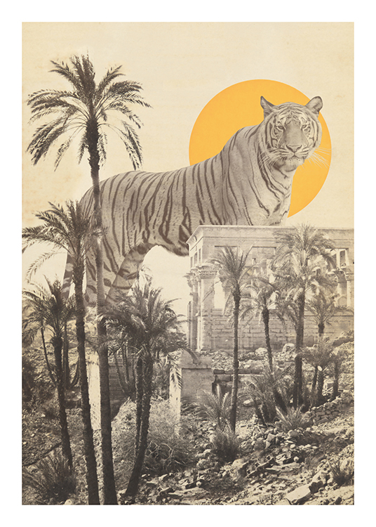 Giant Tiger In Ruins Poster