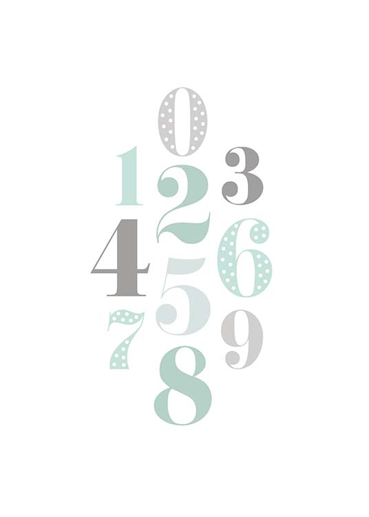 Numbers Green Affische