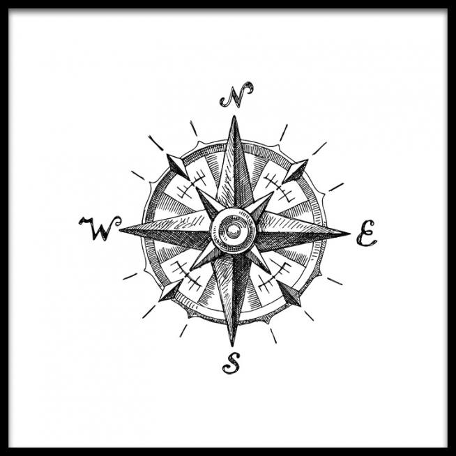 Compass B&W Poster / Bianco e nero  presso Desenio AB (2311)