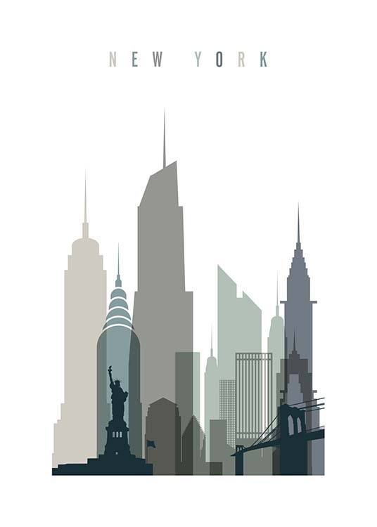 New York Skyline Affiche