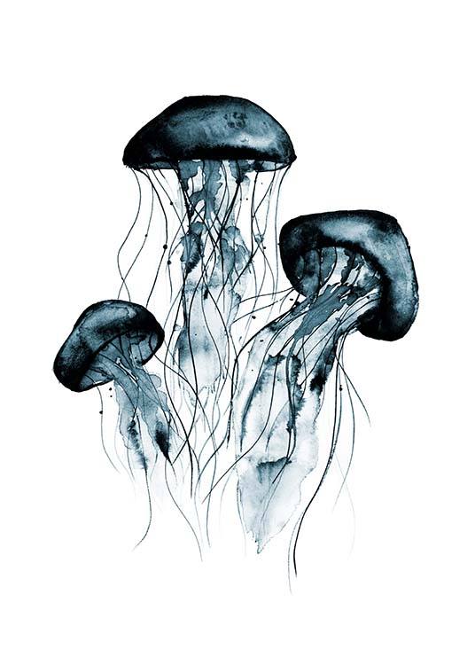 Jellyfish Watercolor Affiche