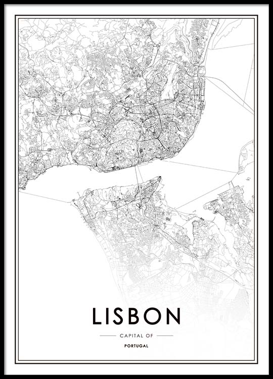 Lisbon Map Poster / Schwarz-Weiss bei Desenio AB (3354)