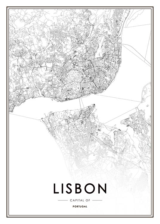 Lisbon Map Poster / Schwarz-Weiss bei Desenio AB (3354)