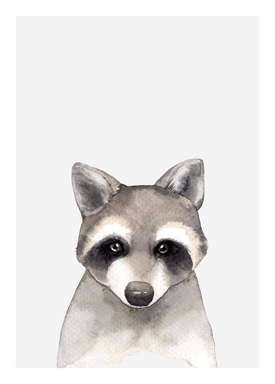 Aquarelle Raccoon Poster / Quadri per  bambini presso Desenio AB (3367)