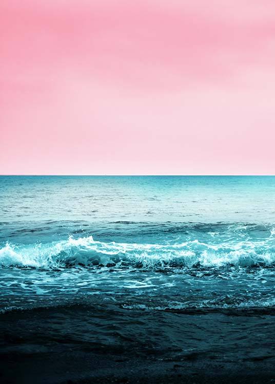 Pink Sky Beach Poster