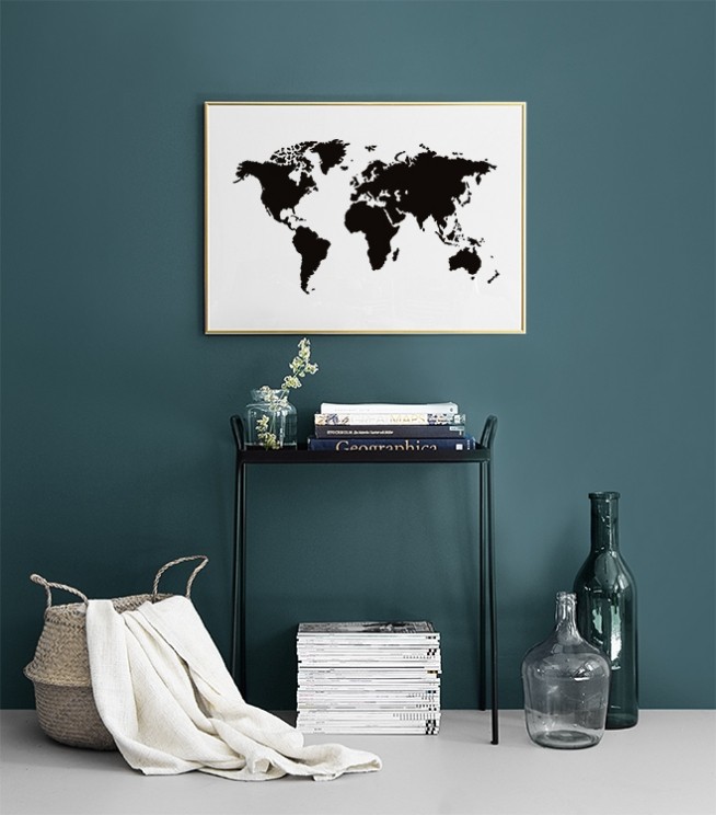 Mappa Del Mondo, Bianco E Nero Poster / Bianco e nero  presso Desenio AB (7314)