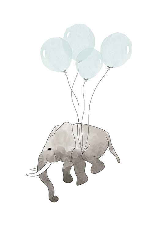 Elephant Blue, Posters / Posters pour enfants chez Desenio AB (7781)