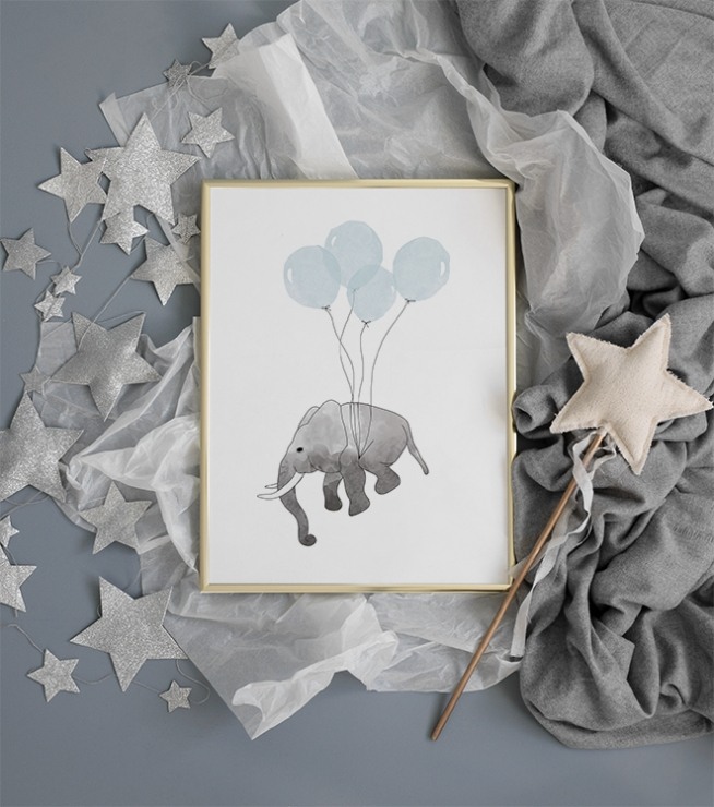 Elephant Blue Poster  / Quadri per  bambini presso Desenio AB (7781)