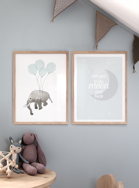 Elephant Blue, Posters / Posters pour enfants chez Desenio AB (7781)