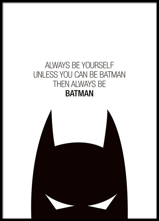  – Grafische Illustration in Schwarz-weiß mit Batman und einem Batman-Zitat