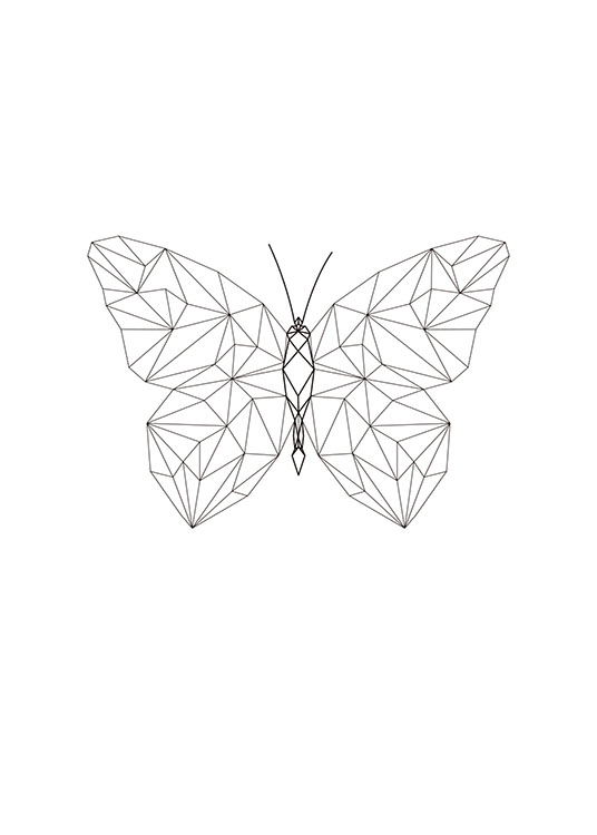 Geometric Butterfly, Poster / Posters pour enfants chez Desenio AB (7844)