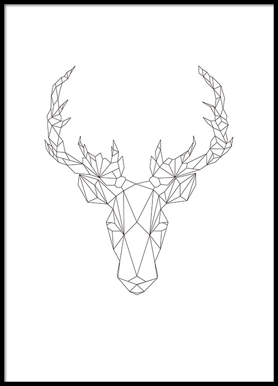 Geometric Deer, Poster / Posters pour enfants chez Desenio AB (7845)