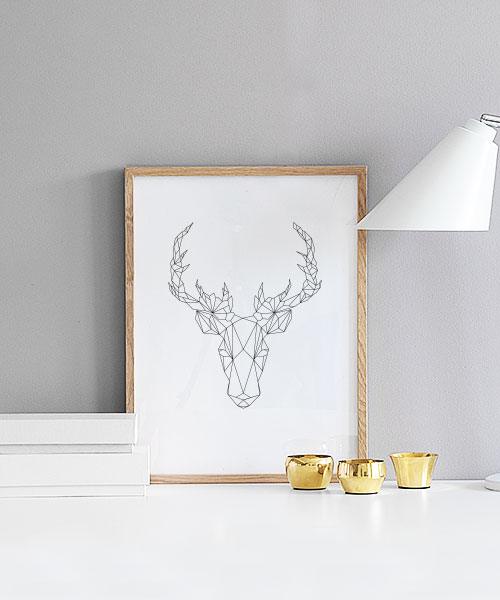 Geometric Deer, Poster / Posters pour enfants chez Desenio AB (7845)