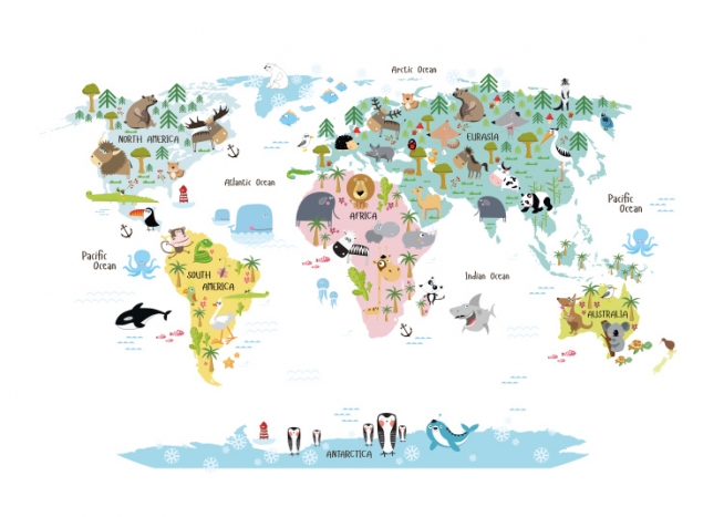 Quadri Con Mappa Del Mondo Per La Stanza Dei Bambini Quadri Carini Poster E Manifesti Con Gli Animali Per I Bambini Desenio Ch