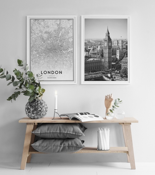 London Karta Poster / Bianco e nero  presso Desenio AB (8126)
